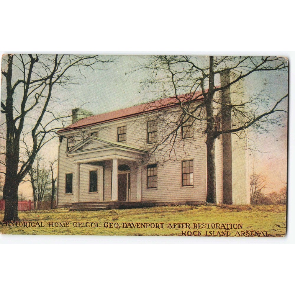 Rock Island Arsenal IL Col Geo Davenport Home Postcard 1912 Divided Back